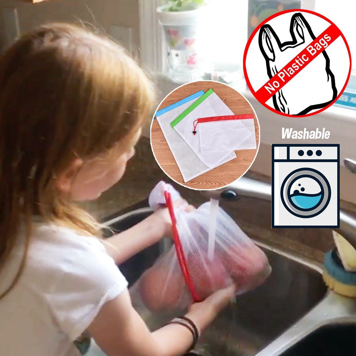 Waste Free Reusable Produce Bags(12PCS)